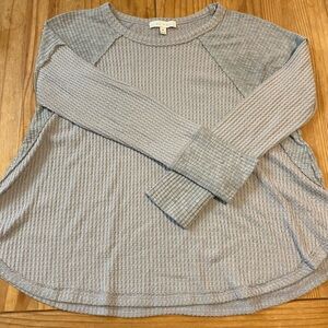 Anthropologie Soft Gray Waffle Long Sleeve